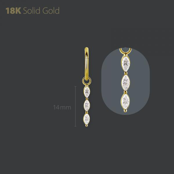 18K GOLD CHARM SET W. MARQUISE PREMIUM ZIRCONIA