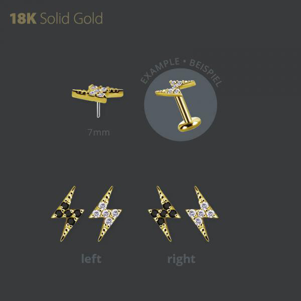 18K GOLD THREADLESS FLASH ATTACHMENT SET W. PREMIUM ZIRCONIA