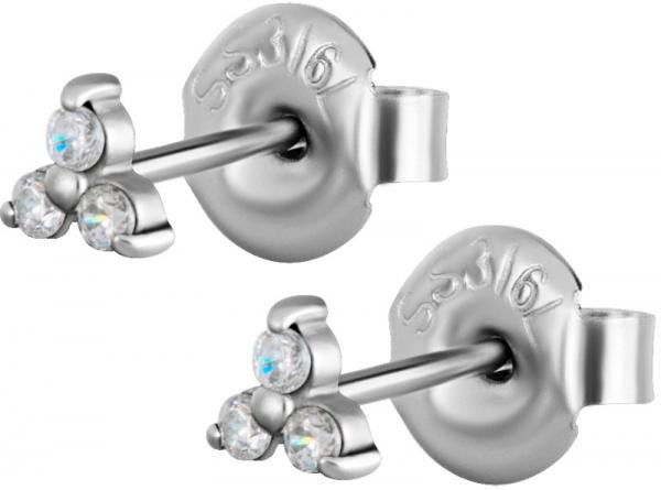 SS316L STEEL TRINITY EAR STUD SET WITH CUBIC ZIRCONIA (PAIR)