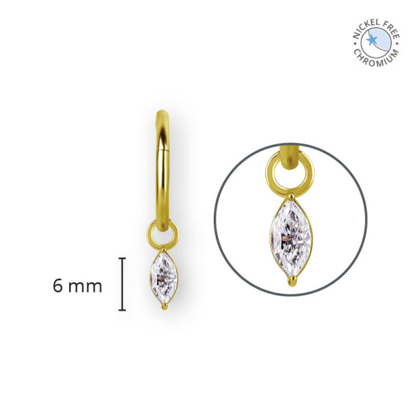 18K GOLD PVD CoCr NF CHARMS FOR HINGED RINGS SET W. MARQUIESE PREMIUM ZIRCONIA