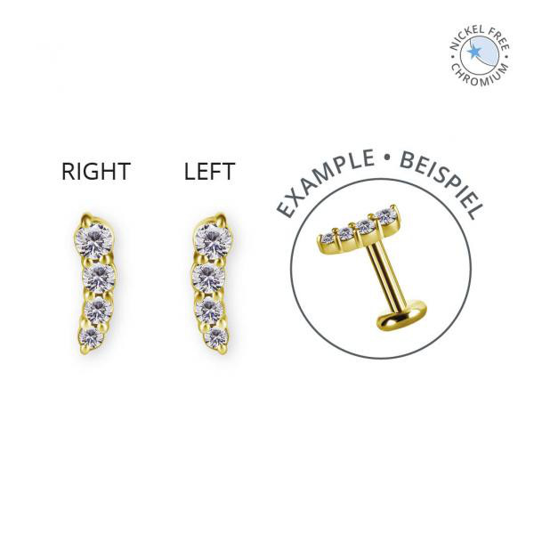 18K GOLD PVD CoCr NF INT. LEFT EAR ATT. SET W. PREMIUM ZIRCONIA-CLOSED BACK