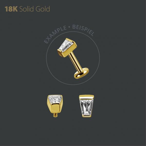 18K GOLD INTERNAL MICRO ATTACHMENT SET W. TAPPERED BAGUETE PREMIUM ZIRCONIA