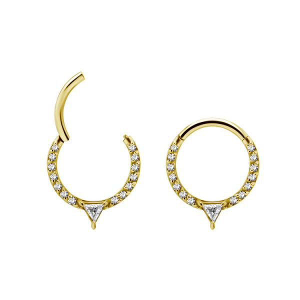 24K GOLD PVD SS316L HINGED CLICKER SET W.PREMIUM ZIRCONIA (FRONT FACING)