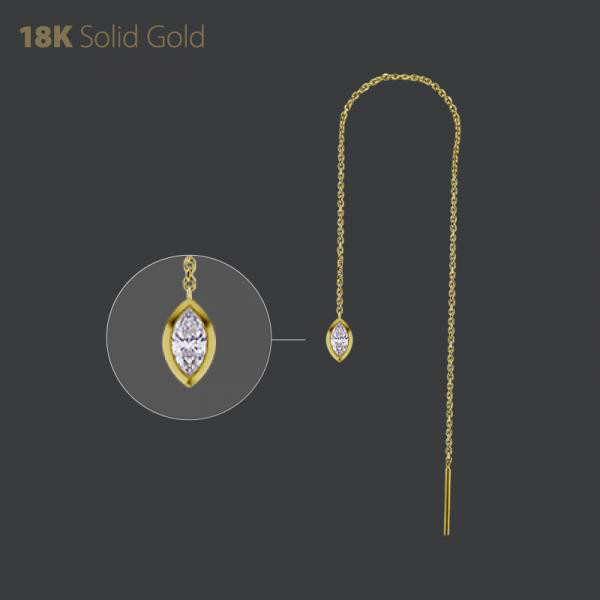 18K GOLD THREADER CHAIN (10CM) WITH MARQUISE PREMIUM ZIRCONIA