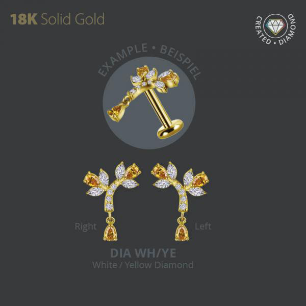 18K GOLD ATTACHEMENT SET W. LAB CREATED DIAMONDS