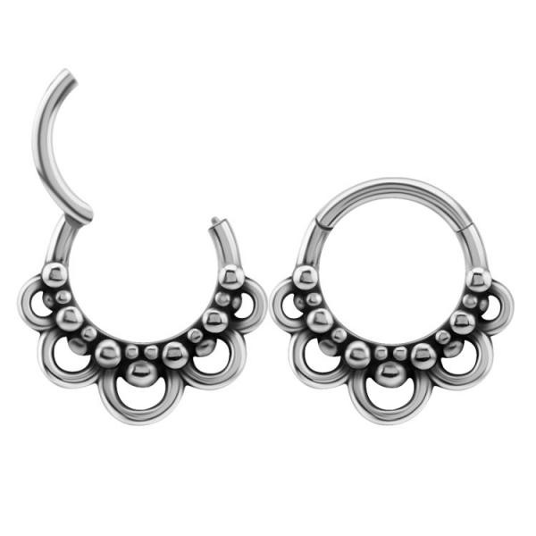 SS316L TRIBAL LOOK PLAIN CLICKER W.GRANULATION