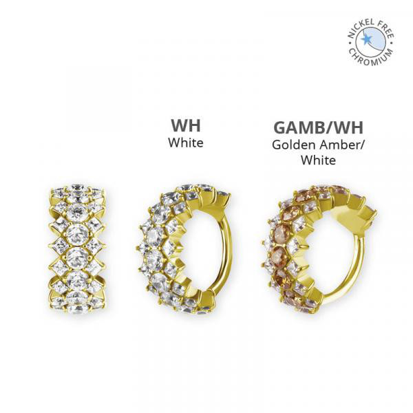 18K GOLD PVD CoCr NF HINGED SEGMENT RING SET W. PREMIUM ZIRCONIA