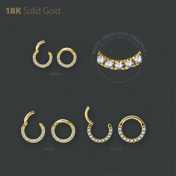 18K GOLD JEWELD HINGED SEGMENT RING SET W. PREMIUM ZIRCONIA