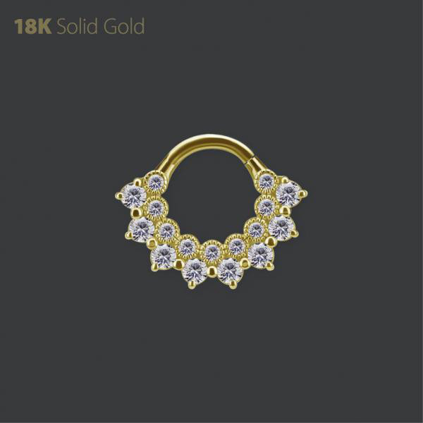 18K GOLD DAITH & SEPTUM CLICKER SET W. PREMIUM ZIRCONIA