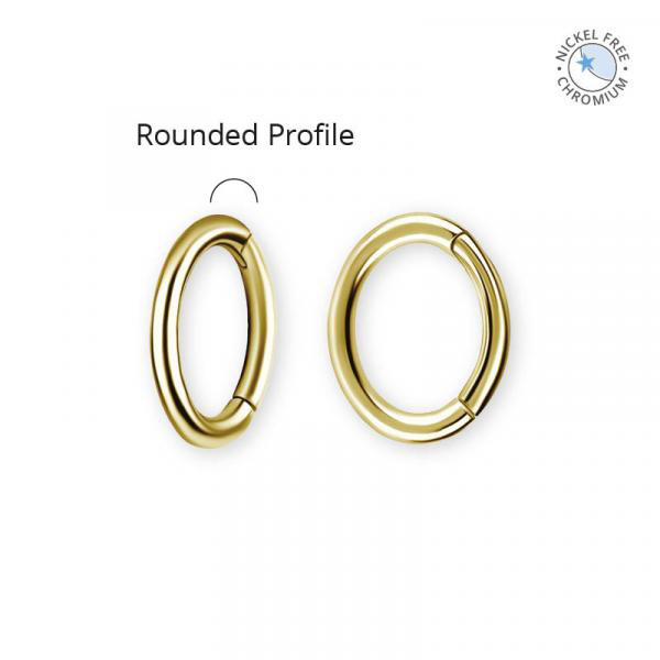 18K GOLD PVD CoCr NF HINGED OVAL ROOK CLICKER (ROUND PROFILE)
