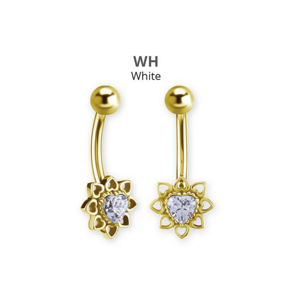 24K GOLD PVD SS316L INTERNAL BANANA SET W. PREMIUM ZIRCONIA