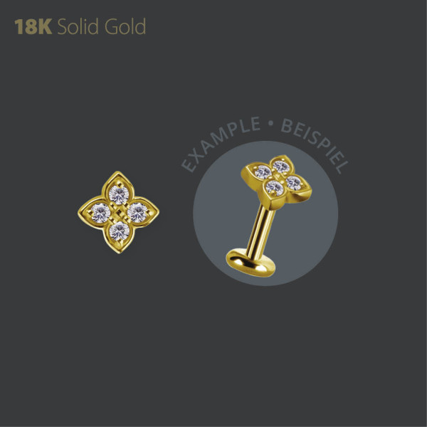 18K GOLD THREADLESS ATTACHMENT SET W. PREMIUM ZIRCONIA