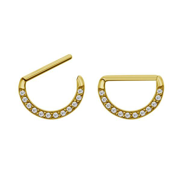24K GOLD PVD SS316L JEWELLED NIPPLE CLICKER SHIELD (CZ SETTING)
