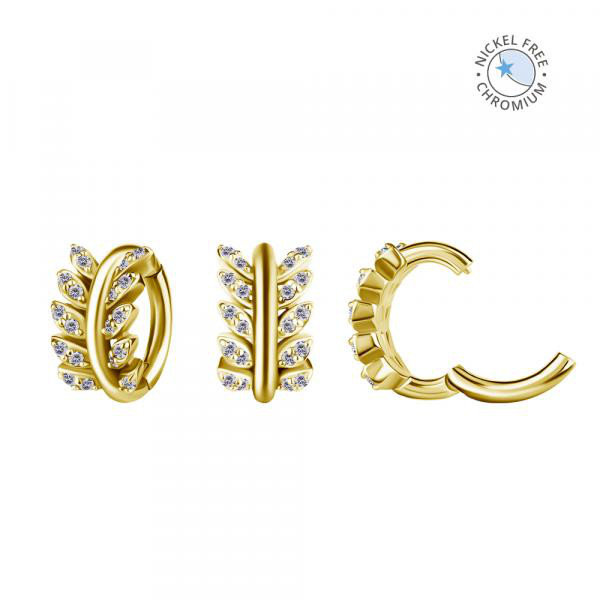 18K GOLD PVD CoCr NF OVAL BELLY CLICKER SET W. PREMIUM ZIRCONIA