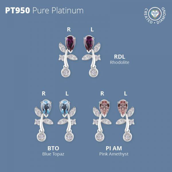 PLATINUM 950 INTERNAL ATTACHMENT SET W. GENUINE GEMSTONE AND LAB DIAMONDS