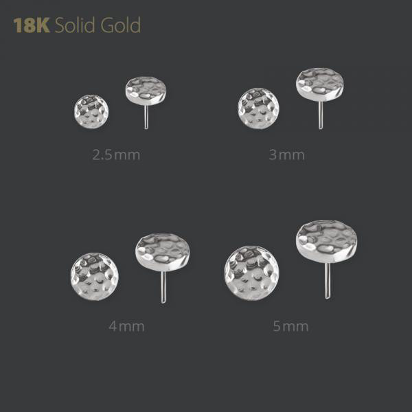 18K WHITE GOLD THREADLESS HAMMERED DISC MICRO ATTACHMENT