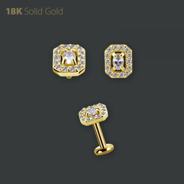 18K GOLD INTERNAL OCTAGON SHAPE MICRO ATTACHMENT SET W. PREMIUM ZIRCONIA