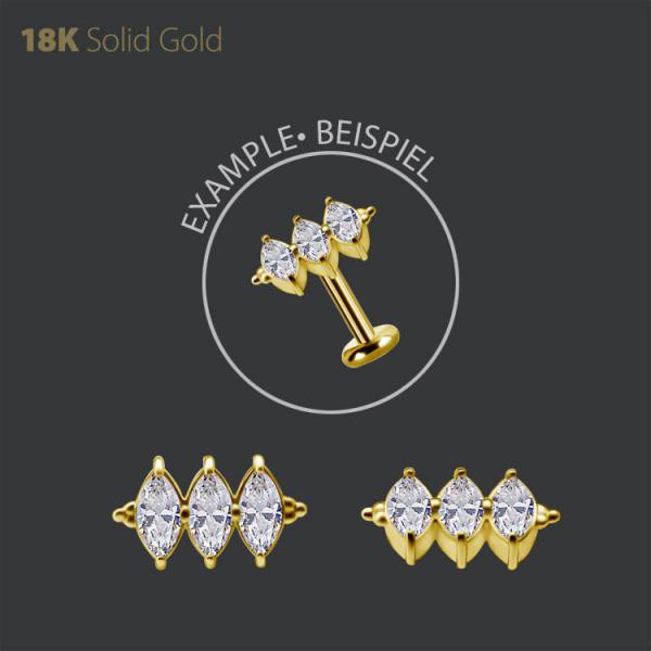 18K GOLD INTERNAL MICRO ATTACHMENT SET W. MARQUISE PREMIUM ZIRCONIA