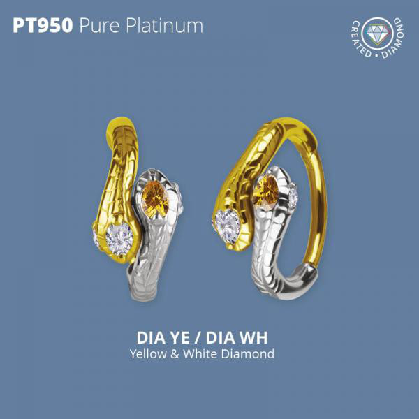 PLATINUM 950 AND 18K GOLD CONCH RING SET W. LAB CREATED DIAMONDS