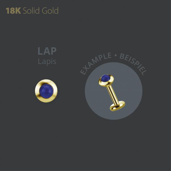 18K GOLD THREADLESS ATTACHMENT SET WITH LAPIS LAZULI