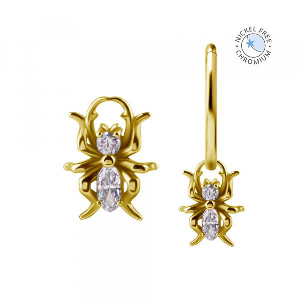 18K GOLD PVD CoCr NF ANT CHARMS FOR HINGED SEGMENT RINGS SET W.PREMIUM ZIRCONIA