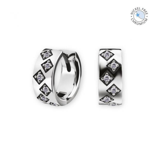 CoCr NF HINGED EAR HOOPS SET W. PREMIUM ZIRCONIA