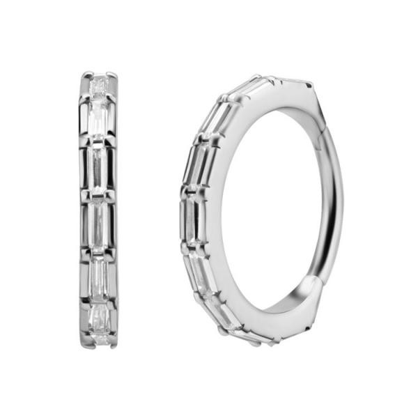 SS316L CONCH CLICKER SET W. BAGUETTE CUBIC ZIRCONIA