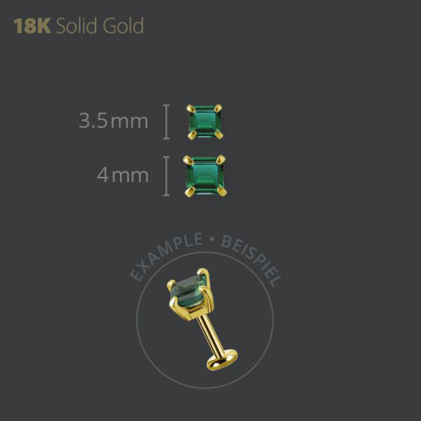 18K GOLD INTERNAL MICRO ATTACHMENT SET W. BRAZILIAN EMERALD & GENUINE DIAMONDS