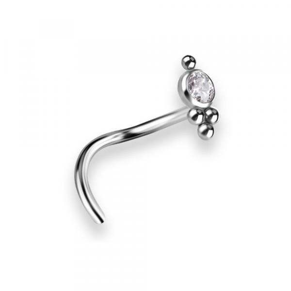 TITANIUM CURVED DISC NOSESTUD SET W. PREMIUM ZIRCONIA