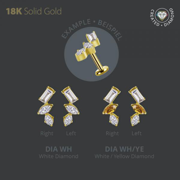 18K GOLD ATTACHEMENT SET W. LAB CREATED DIAMONDS