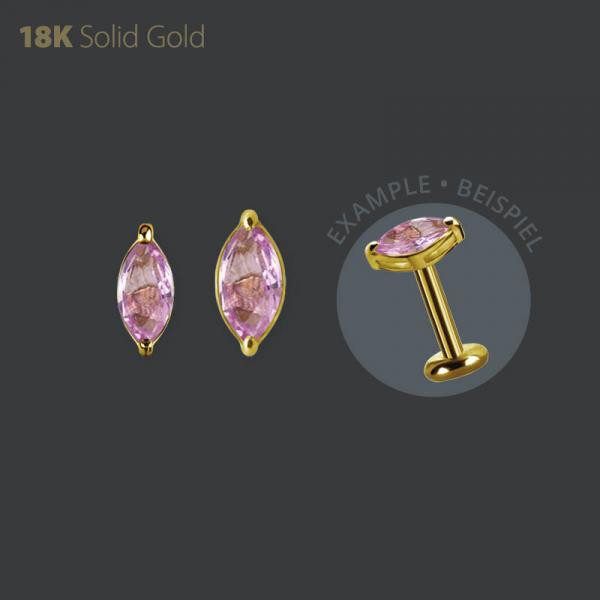 18K GOLD INTERNAL MICRO ATTACHMENT SET W. MARQUISE GENUINE PINK SAPPHIRE