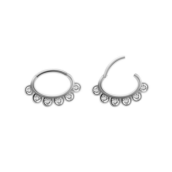 SS316L HINGED SEPTUM/DAITH CLICKER SET W. CUBIC ZIRCONIA