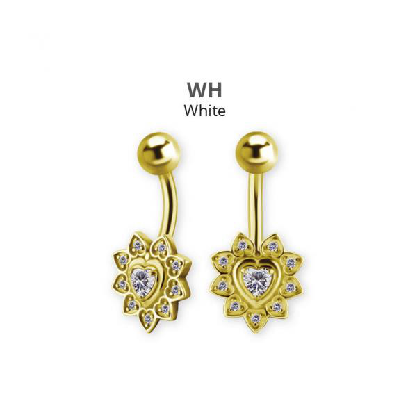 24K GOLD PVD SS316L INTERNAL BANANA SET W. PREMIUM ZIRCONIA