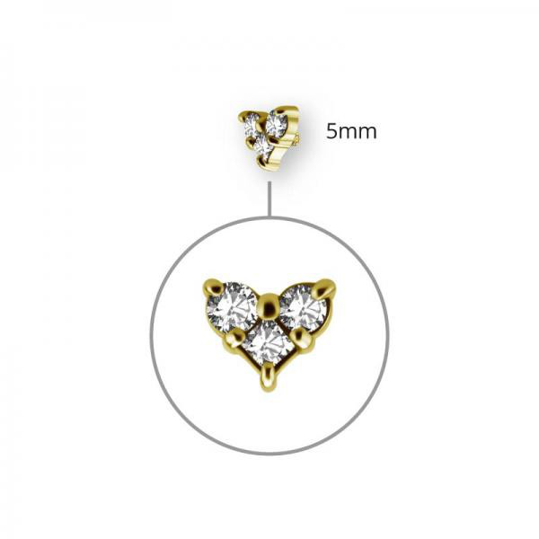 24K GOLD PVD SS316L HEART SHAPE ATTACHMENT PRONG SETTING