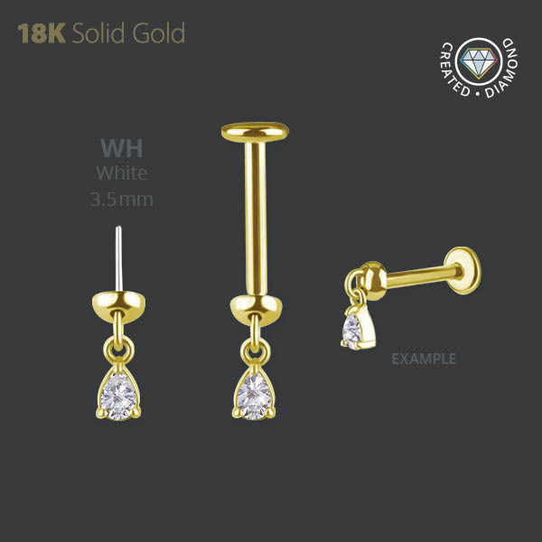 18K GOLD THREADLESS ATTACHMENT FOR VERTICAL HELIX SET W. LAB CREATED DIAMONDS