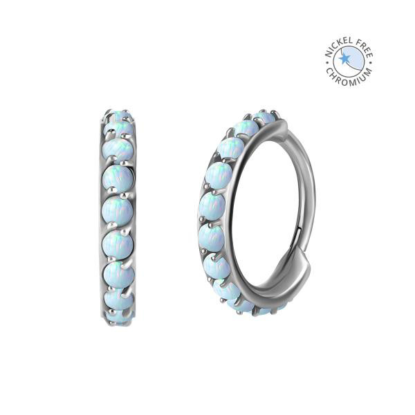 CoCr NF HINGED CLICKERS SET W. LAB CREATED OPAL