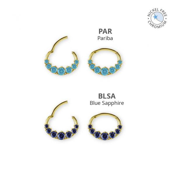 18K GOLD PVD CoCr NF SEPTUM/DAITH CLICKER SET W. LAB CREATED GEMSTONE