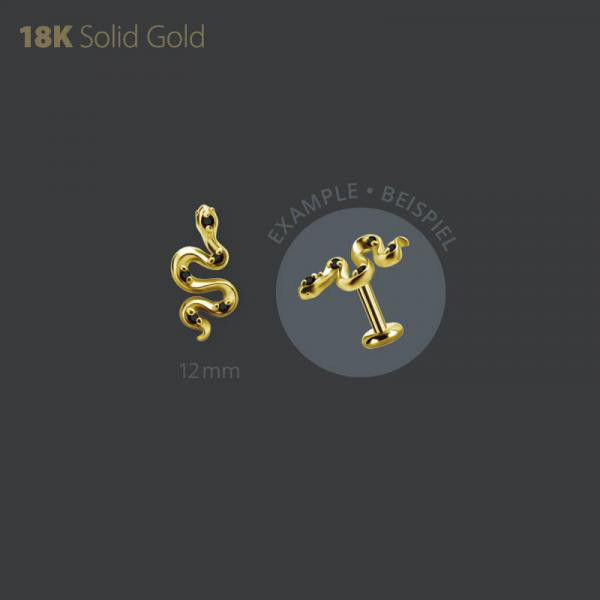 18K GOLD THREADLESS SNAKE ATTACHMENT SET WITH GENUINE BLACK SPINEL