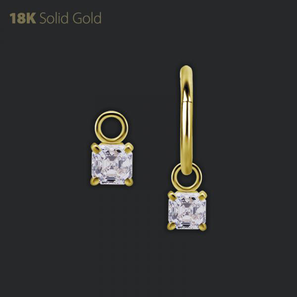 18K GOLD CHARM SET WITH IMPERIAL CUT PREMIUM ZIRCONIA