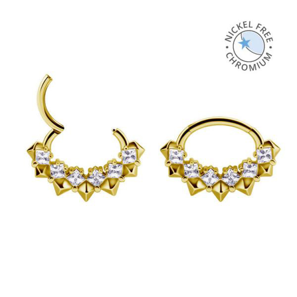 18K GOLD PVD CoCr NF SEPTUM/DAITH CLICKER SET W. PREMIUM ZIRCONIA (SQUARE)