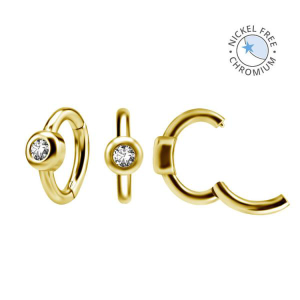 18K GOLD PVD CoCr NF OVAL BELLY CLICKER SET W.PREMIUM ZIRCONIA