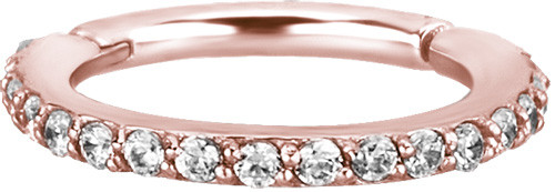 ROSE GOLD PVD SS316L JEWELLED HINGED RING SET W.PREMIUM ZIRCONIA