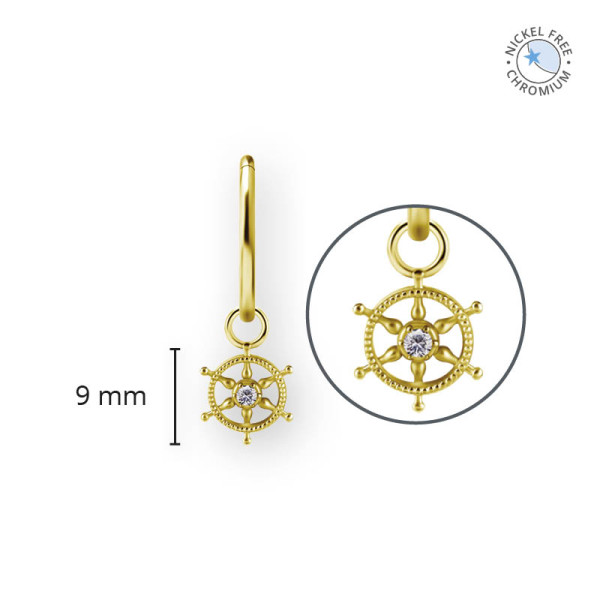 18K GOLD PVD CoCr NF CHARMS FOR HINGED RINGS SET W. PREMIUM ZIRCONIA
