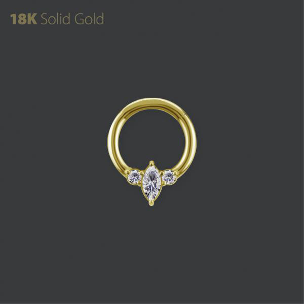 18K GOLD DAITH & SEPTUM CLICKER SET W. PREMIUM ZIRCONIA