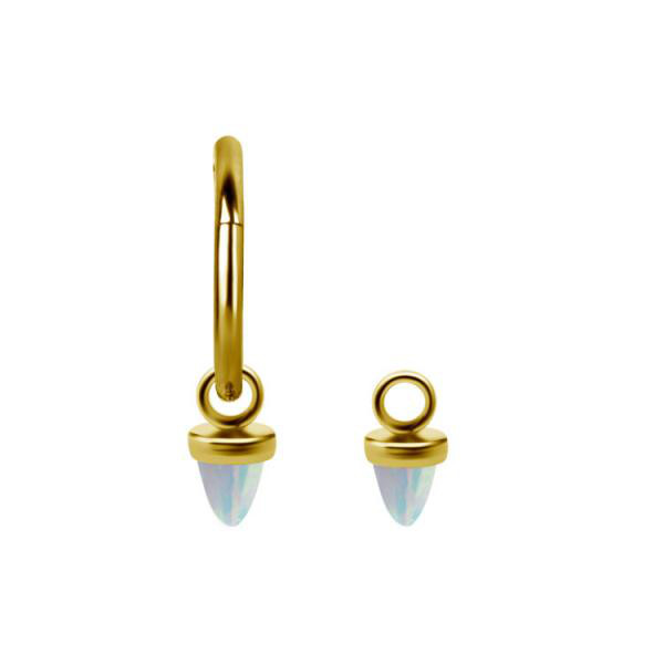 24K GOLD PVD SS316L CHARM FOR HINGED SEGMENT RING (SYNTH. OPAL SPIKE)
