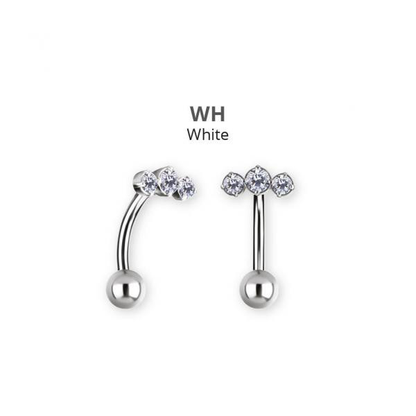 SS316L BELLY BANANA SET W. CUBIC ZIRCONIA