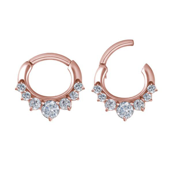 ROSE GOLD PVD SS316L JEWELLED SEPTUM CLICKER