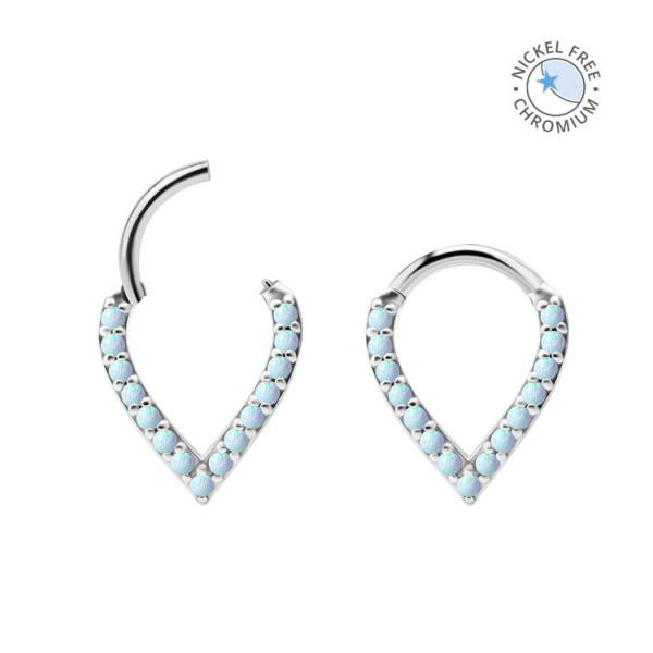 CoCr NF JEWELLED HINGED RING SET W. LAB CREATED OPALS