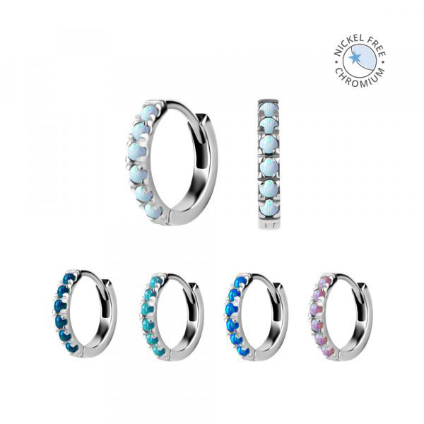 CoCr NF EAR HOOPS SET W. LAB CREATED OPALS
