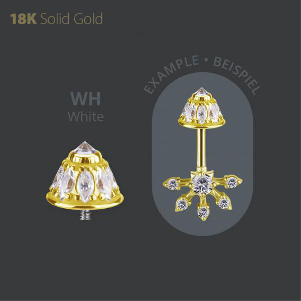 18K GOLD INTERNAL BALL FOR VERTICAL HELIX SET W PREMIUM ZIRCONIA